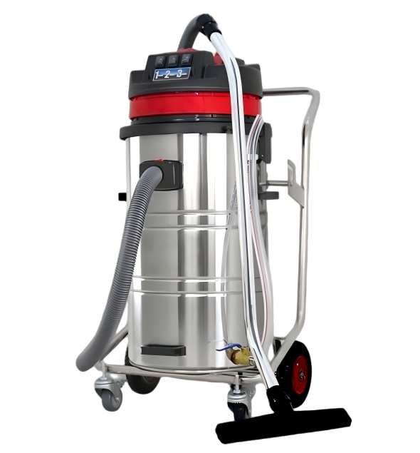 Industrial wet and dry vacuum cleaner on mobile cart